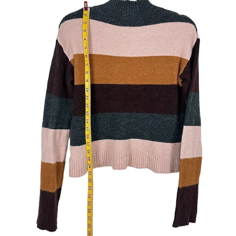 Express Retro Color Block Striped Long Sleeve Mock Turtleneck Sweater (S) - Picture 4 of 11